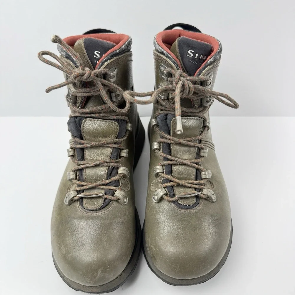 Simms Freestone Wading Boots Size 9 Green Vibram Sole Fly Fishing River Fish